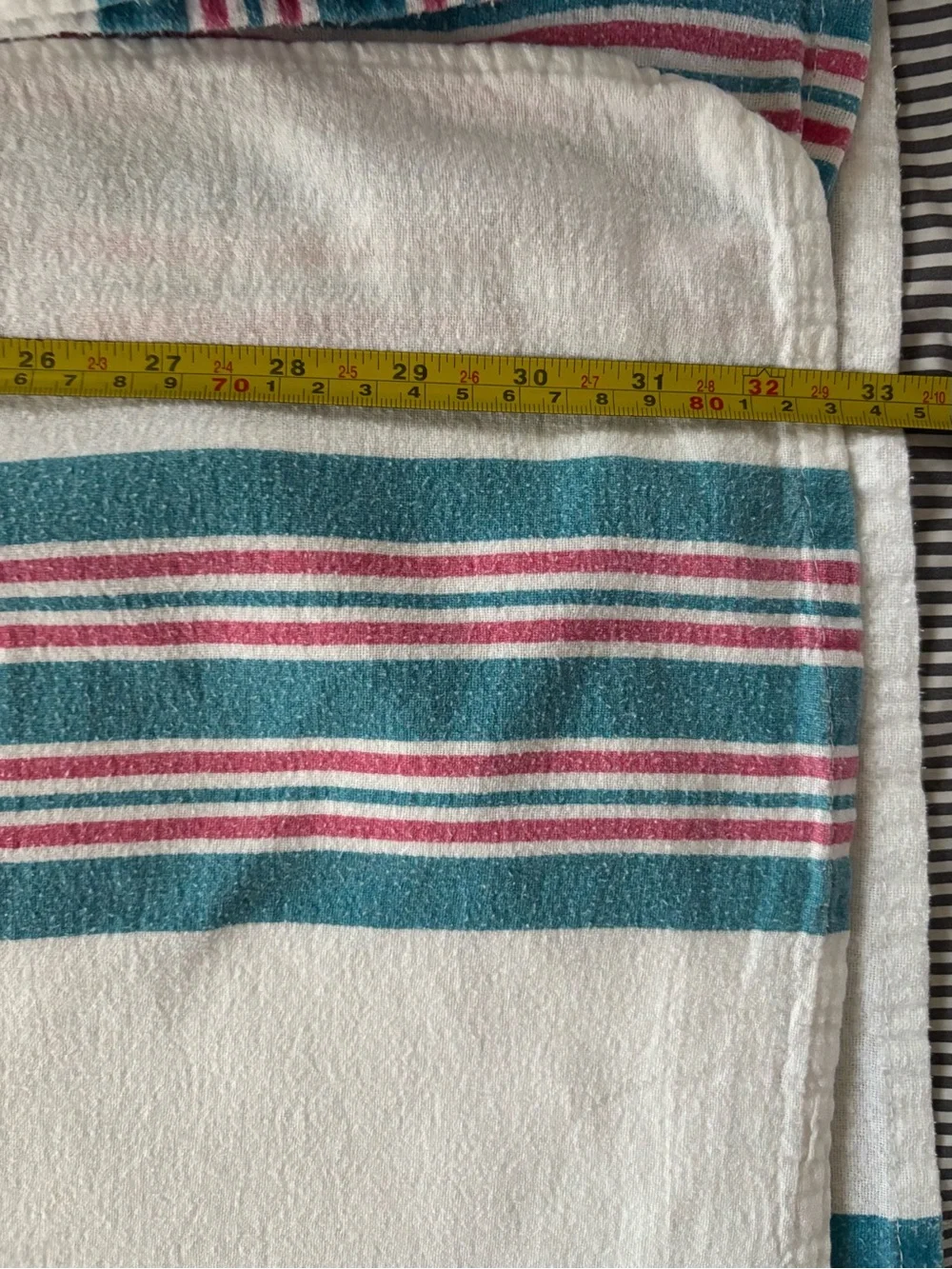 Lot of White Blankets with Teal & Pink Stripes